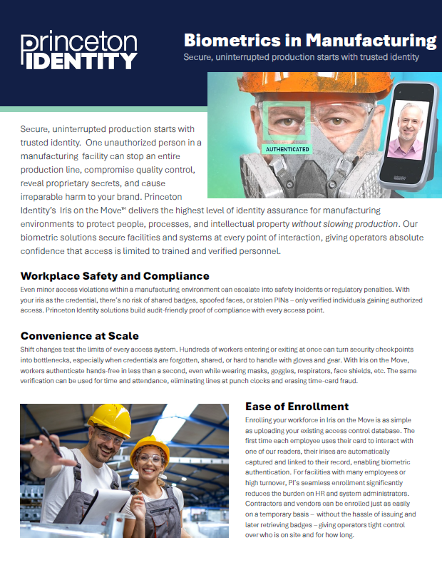 Biometrics in Manufacturing