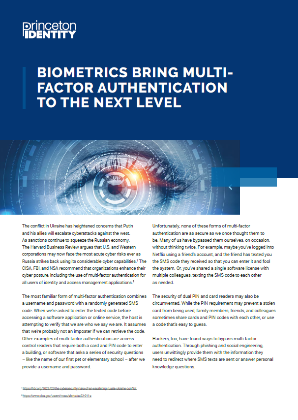 Biometrics Bring Multifactor Authentication to the Next Level