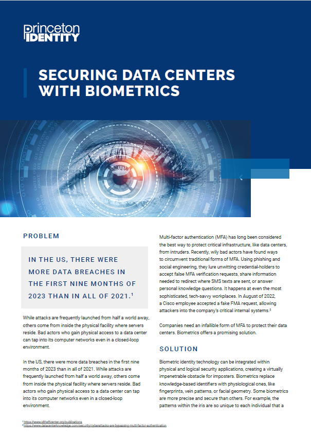 Securing Data Centers with Biometrics