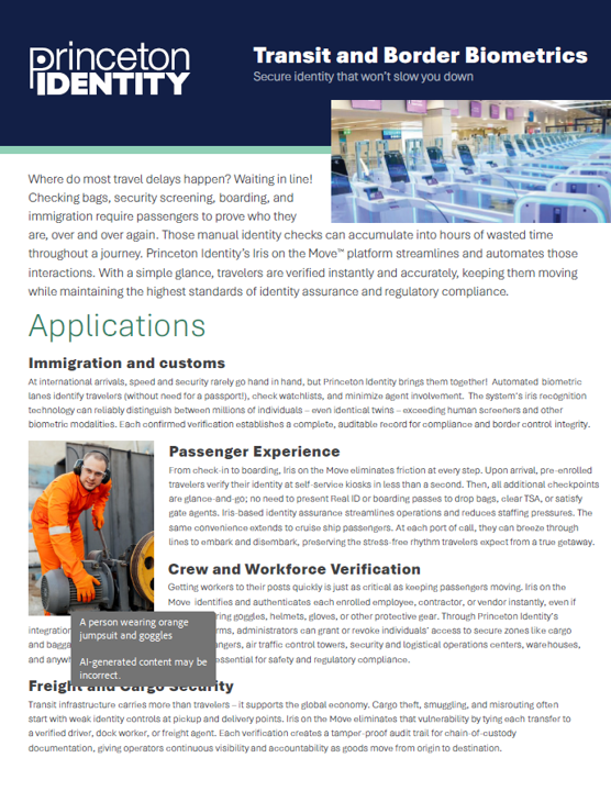 Biometrics in Transit and Borders